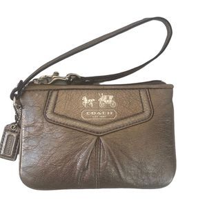 Coach Metallic Bronze Madison Pebbled Leather Clutch Wristlet